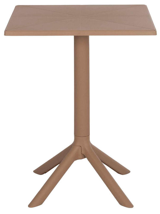 Outdoor Dinner Polypropylene Table Cappuccino 60.5x60.5xcm