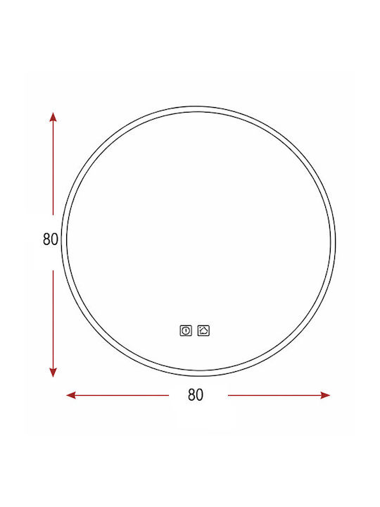 Bathroom Mirror Led Touch Mirrorlux Callisto S-4678g Round Frame Diameter 800mm Gold