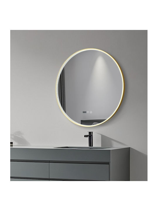 Bathroom Mirror Led Touch Mirrorlux Callisto S-4678g Round Frame Diameter 800mm Gold