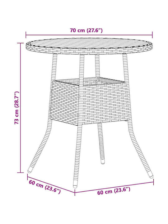 Masă Pentru Spații Mici Exterioare Gri 70x70x73cm