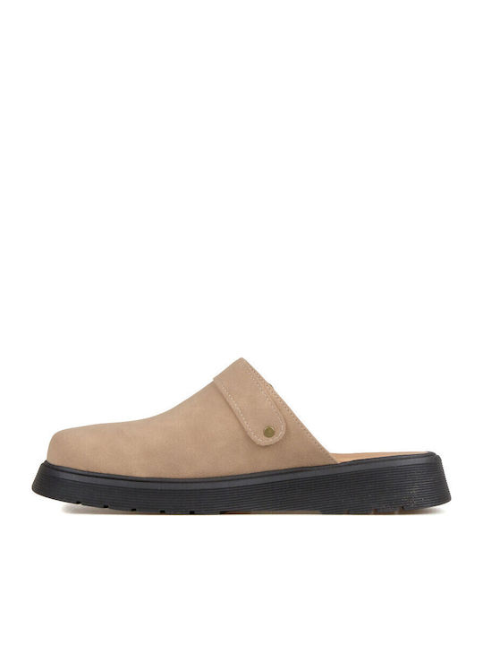 Leather Mules With Heel In Brown Colour