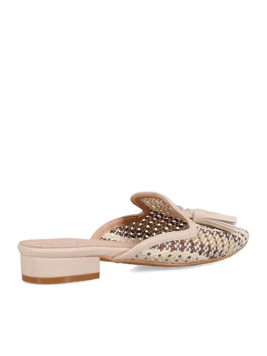 Mules with Heel in Beige Colour
