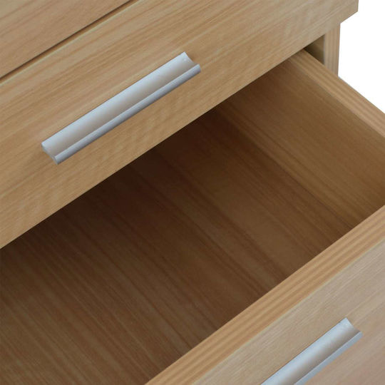 Office Storage Drawer Wooden with Wheels and Lock Beech 40x40x55cm Freebox