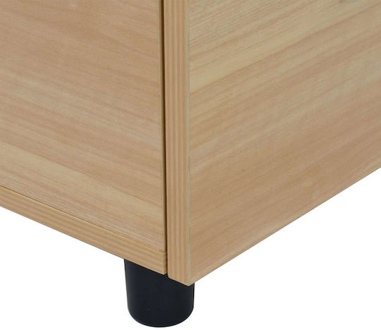 Office Storage Drawer Wooden with Wheels and Lock Beech 40x40x55cm Freebox