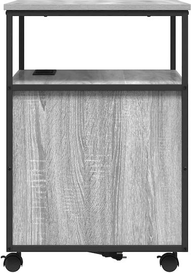 Office Cabinet made of Wood and Metal with Wheels Grey Sonoma 60x46x67cm