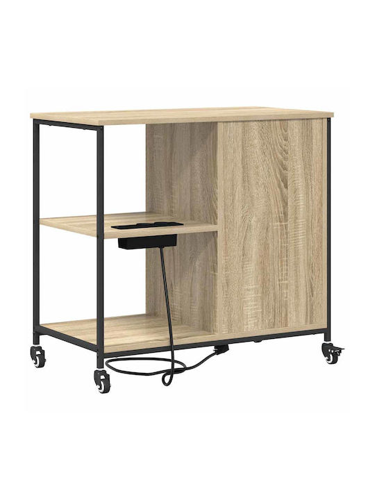 Büroaufbewahrungsschublade und -schrank aus Holz mit Rädern Sonoma Eiche 76x41x72cm