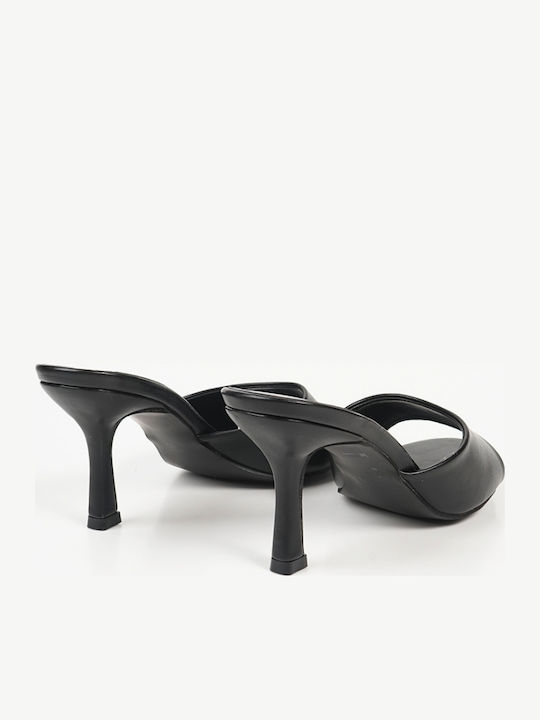Mules With Thin Heel In Black Colour