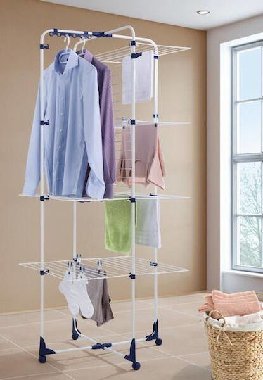 Leifheit Pegasus Folding Floor Metallic Clothes Drying Rack with Wheels with Hanging Length 45m