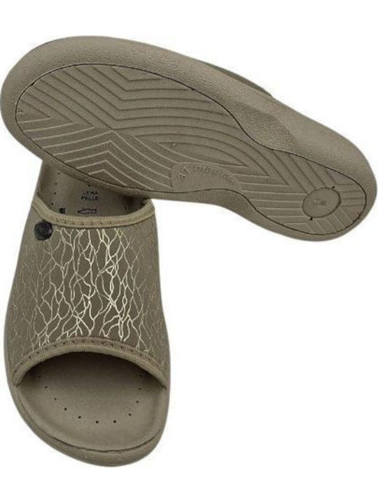 Anatomische Leder Damen Hausschuhe Sliders Beigen