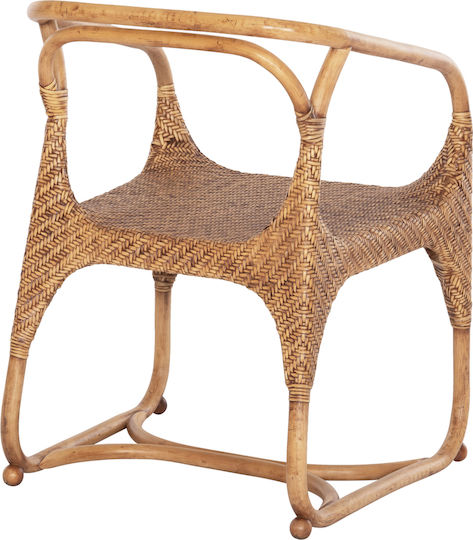 Relik Πολυθρόνα Τραπεζαρίας Ξύλινη Φυσικό Rattan-καρυδί 60x57x79εκ.