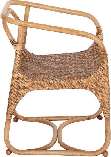 Relik Πολυθρόνα Τραπεζαρίας Ξύλινη Φυσικό Rattan-καρυδί 60x57x79εκ.