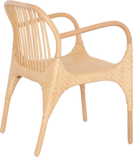 Gibbon Dining Room Wooden Armchair Natural Rattan 62x55x82cm