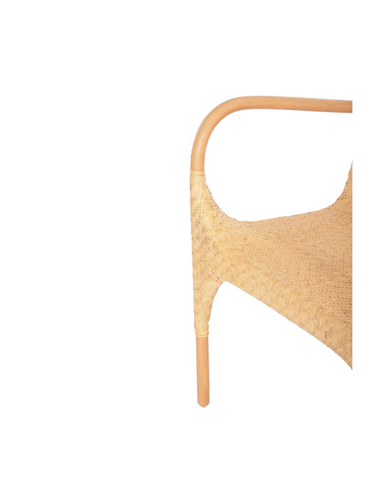 Gibbon Dining Room Wooden Armchair Natural Rattan 62x55x82cm