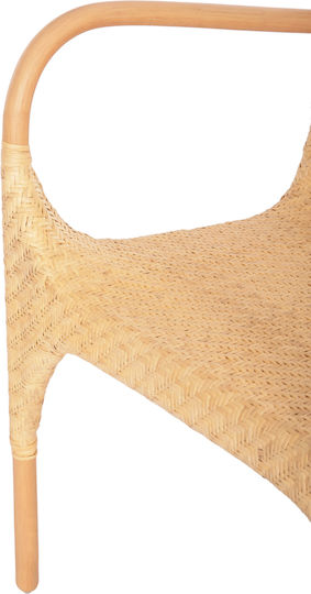 Gibbon Dining Room Wooden Armchair Natural Rattan 62x55x82cm
