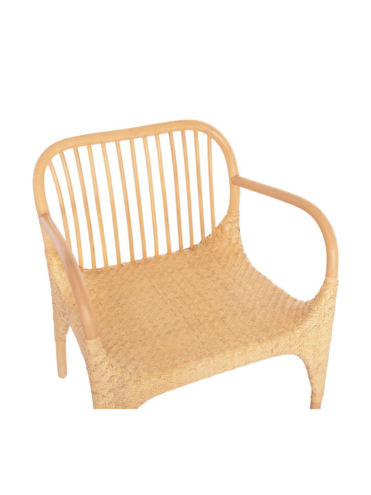 Gibbon Dining Room Wooden Armchair Natural Rattan 62x55x82cm