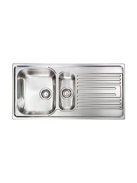 Sanitec Ένθετος Νεροχύτης Δεξιός Inox Σαγρέ Μ100xΠ50cm Ασημί