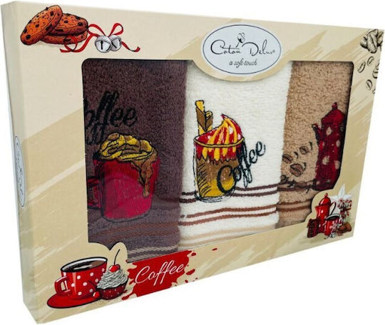 Coton Delux Towel from 100% Cotton in Brown Color 30x50cm 3pcs