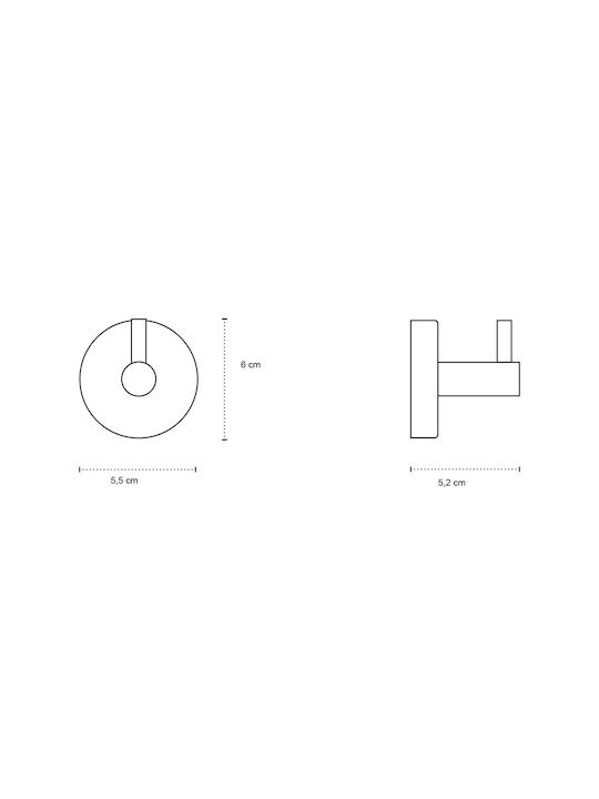 Kapitan Single Bathroom Hook With Screws 5.2x5.2cm Inox Black