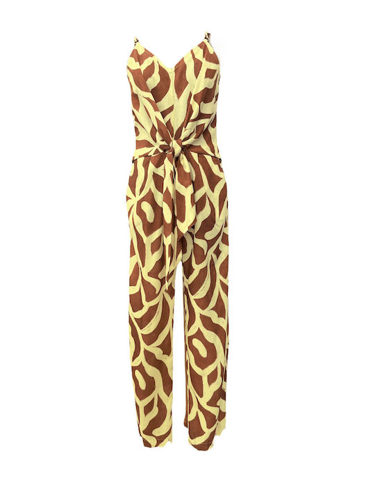 Damen Leinen Jumpsuit Lime
