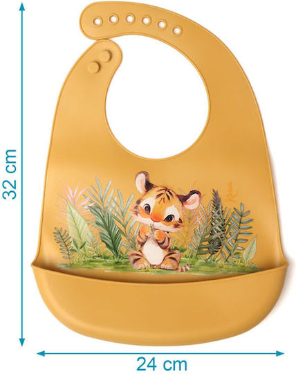 Kiokids Wasserdichte Silikon Baby Lätzchen mit Tasche Gelb für 4 m+
