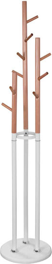 Freebox Metallic Coat Rack White/ Brown Triple with 9 Positions 37x37x173cm