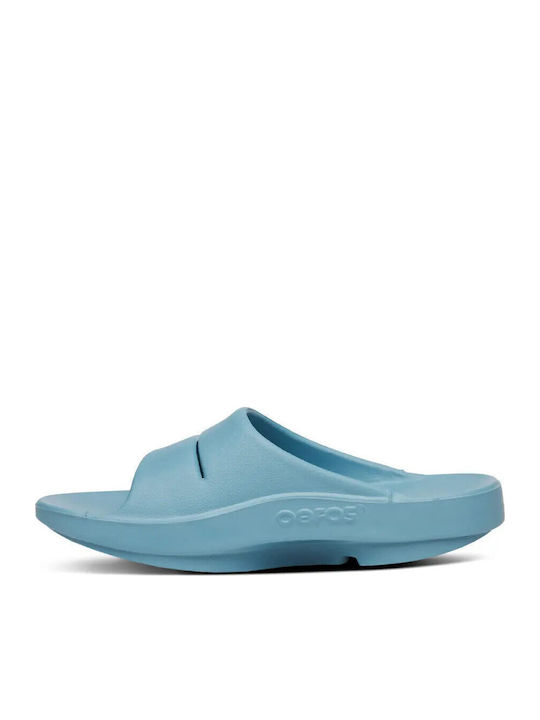 Oofos Ooahh Blue Slides