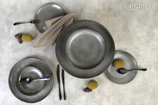 Espiel Etna Serving Plate Deep Ceramic Green with Diameter 21cm 4 Pieces