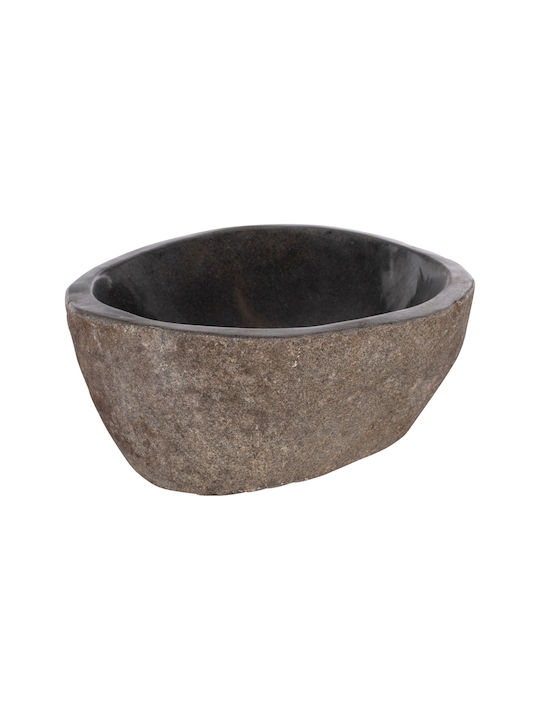 HomeMarkt Επικαθήμενος Νιπτήρας Πέτρινος 40x40cm Γκρι