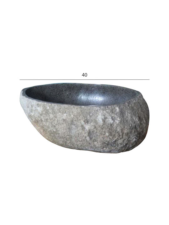 HomeMarkt Επικαθήμενος Νιπτήρας Πέτρινος 40x40cm Γκρι