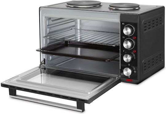 Izzy IZ-8015 Electric Countertop Oven 48lt with 2 Burners Black