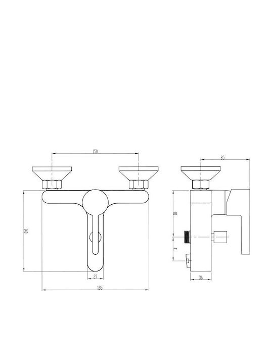 Bormann Elite Mischung Bade- / Duscharmatur Badewanne Silber