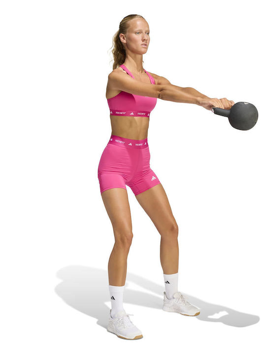 Techfit Training Γυναικείο Ποδηλατικό Κολάν Σύσφιξης Ψηλόμεσο Pink