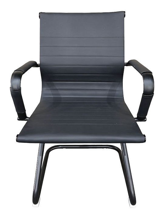 Visitor Chair Valter with Arms in Black Colour 55.5x48x88cm