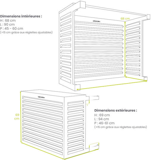 Decoclim 68x90x45cm Κάλυμμα Εξωτερικής Μονάδας Κλιματιστικού Λευκό