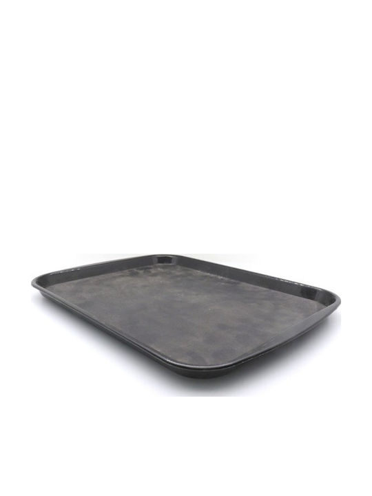 Dianomiki Fast Food Rectangular Serving Tray with Handles in Black Color 28x20cm 1pcs