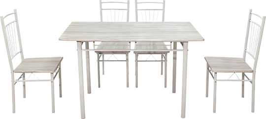 Pakketo Esszimmermöbel-Set Mit Roza Tisch Mit 4 Stücken 60x110cm