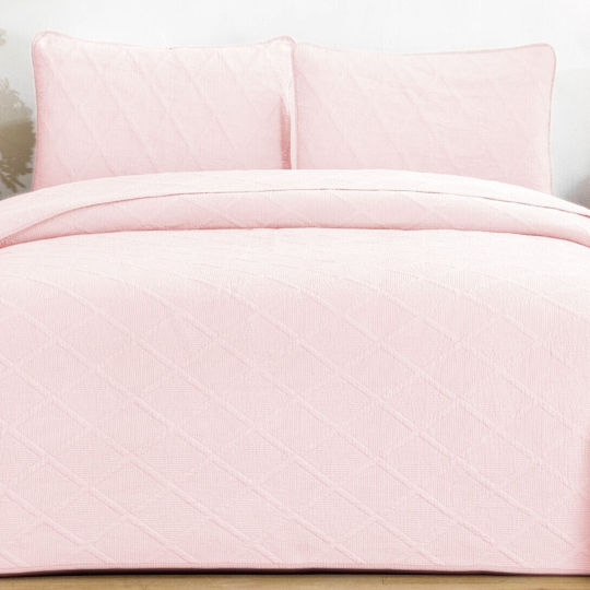Down Town Home Diamond Set Coverlet Single Cotton Pink 170x240cm 2pcs