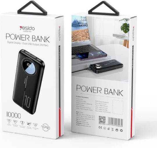 Yesido YP40 Power Bank 10000mAh mit 2 USB-A Ausgangsanschlüsse Schwarz