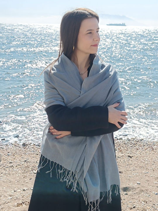 Damen Seiden Foulard Grau