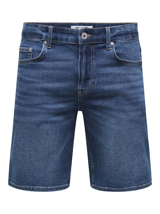 Pantaloni Scurți Bărbați Denim Albaștri