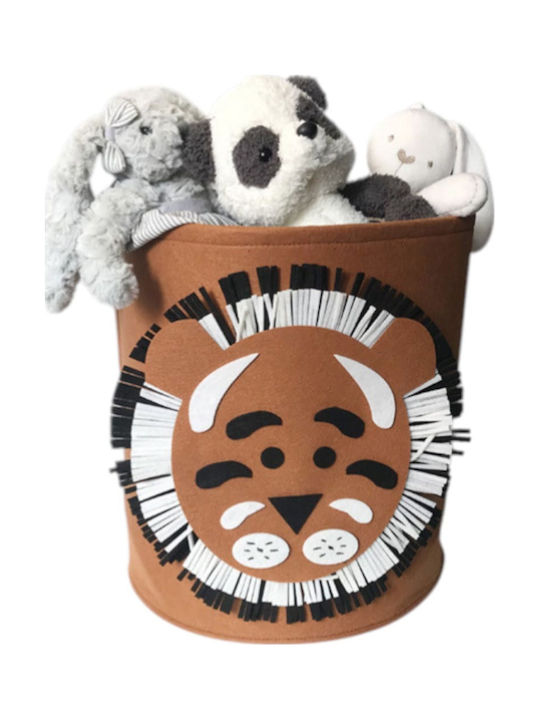 Queen Mother Children's Storage Basket Fabric Friendly Tiger Brown 35x35cm