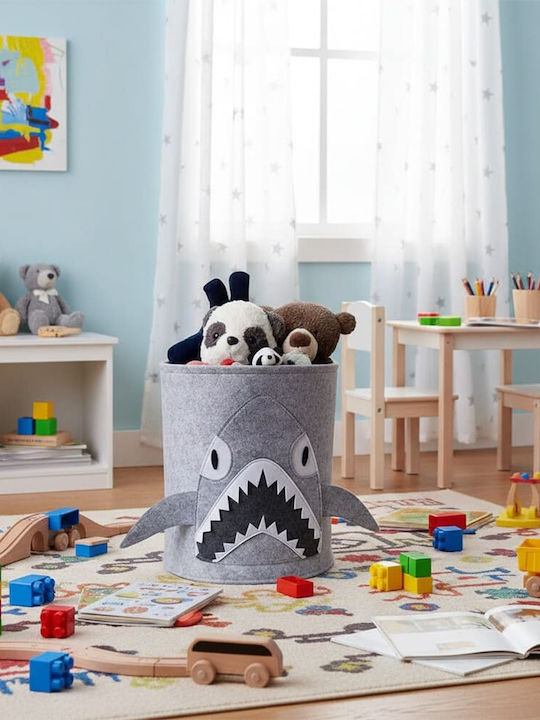 Queen Mother Παιδικό Καλάθι Αποθήκευσης από Ύφασμα Cool Shark Γκρι 35x35cm