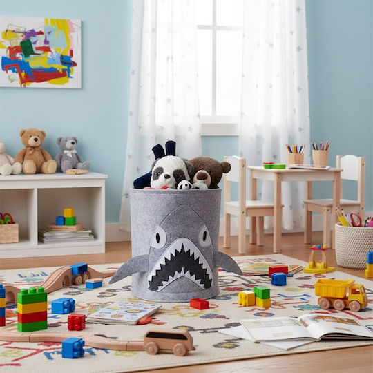 Queen Mother Kinder Stoff-Aufbewahrungskorb Cool Shark Grau 35x35cm