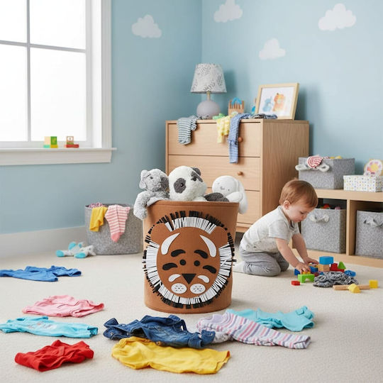 Queen Mother Kinder Stoff-Aufbewahrungskorb Friendly Tiger Braune 35x35cm
