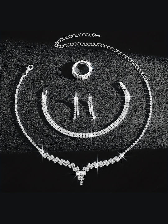 Set With Necklace Earrings Ring & Bracelet