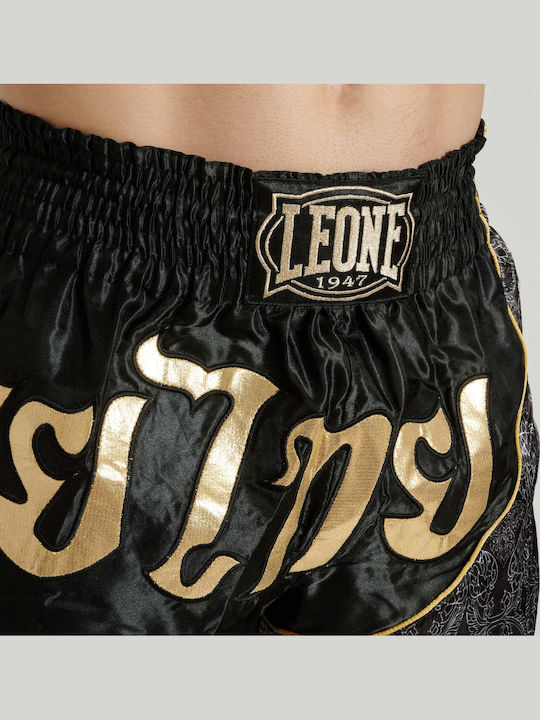 Leone 1947 Muay Thai Boxing Shorts Elite Kick-Thai Boxing Ab879 Black and Gold