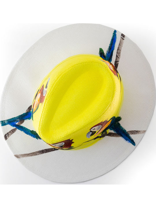 Brims and Trims Women's Wicker Fedora Hat Yellow
