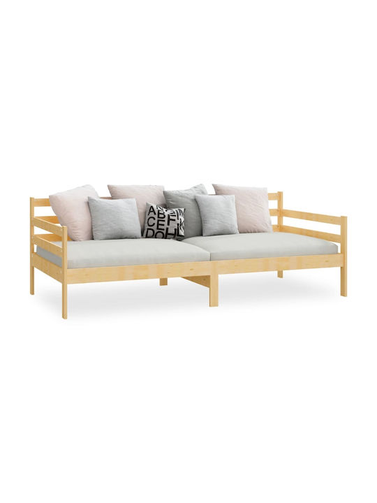 Canapea Pat Single Din Lemn Natural Potrivit Pentru Saltea 90x200cm