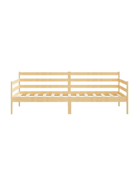 Canapea Pat Single Din Lemn Natural Potrivit Pentru Saltea 90x200cm