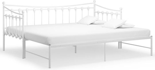 Single Metal White Sofa Bed for Mattress 90x200cm